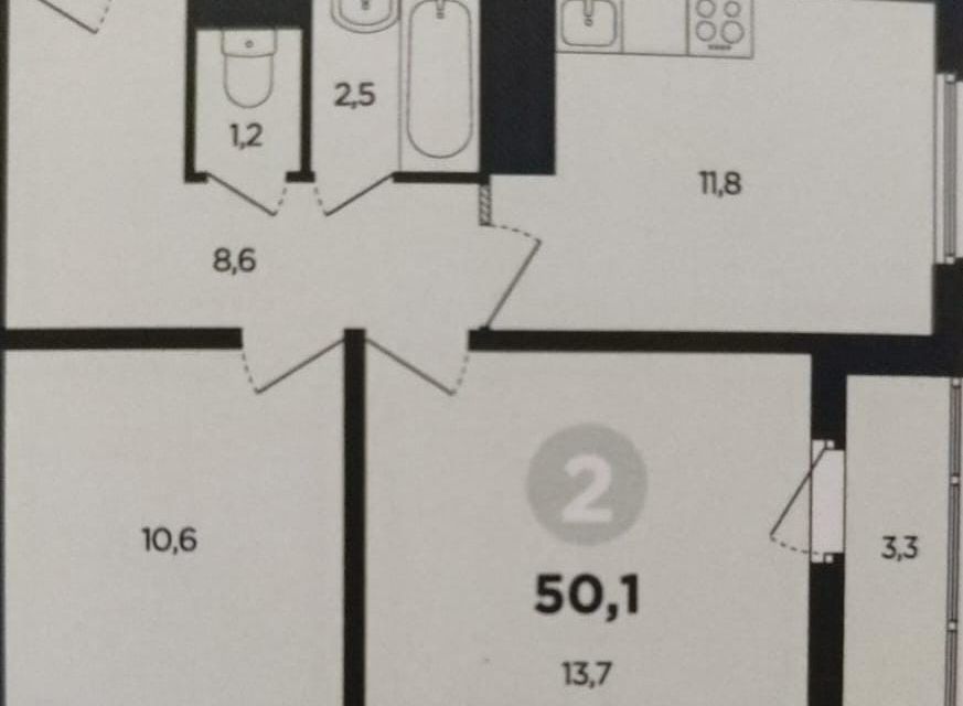 Продаётся 2-комнатная квартира, 51 м²