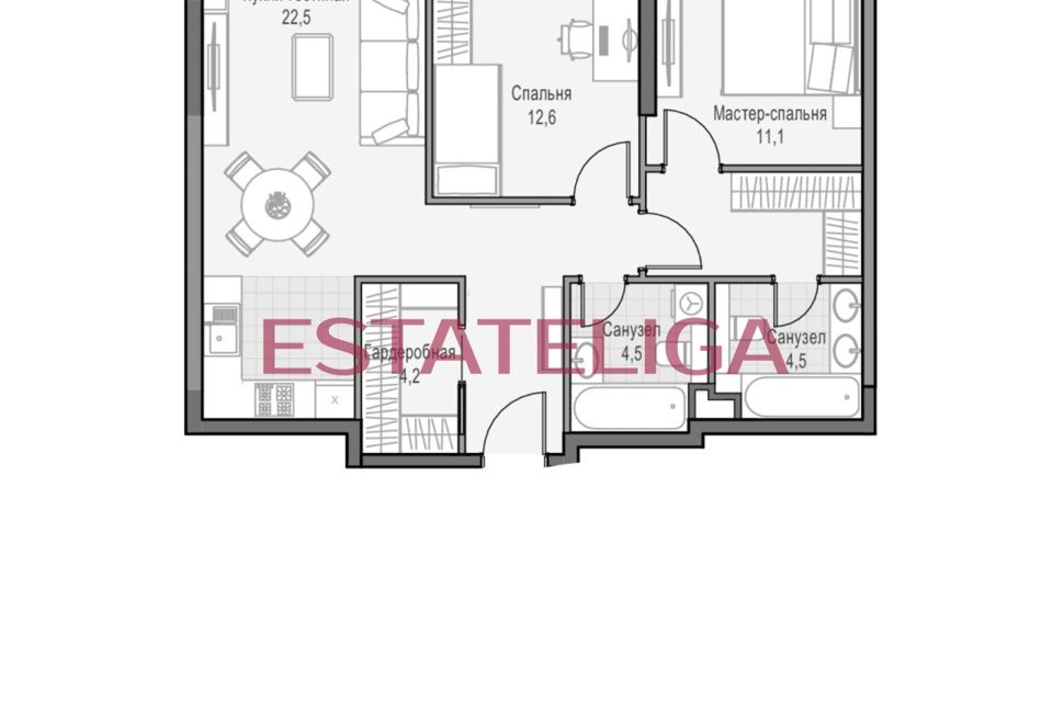 Продаётся 2-комнатная квартира, 72.2 м²