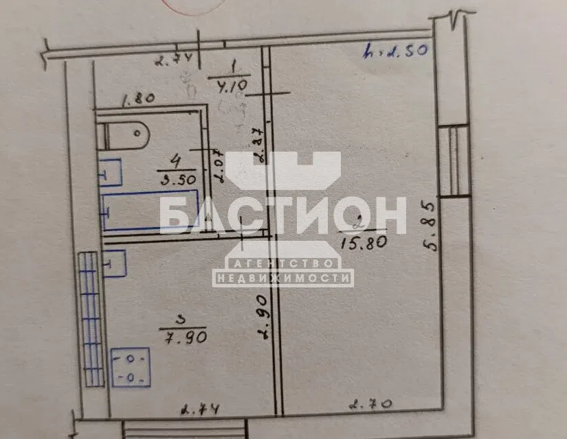 Продаётся 1-комнатная квартира, 31.3 м²
