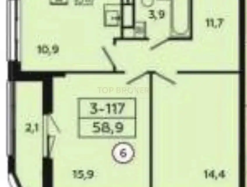 Продаётся 2-комнатная квартира, 56.7 м²