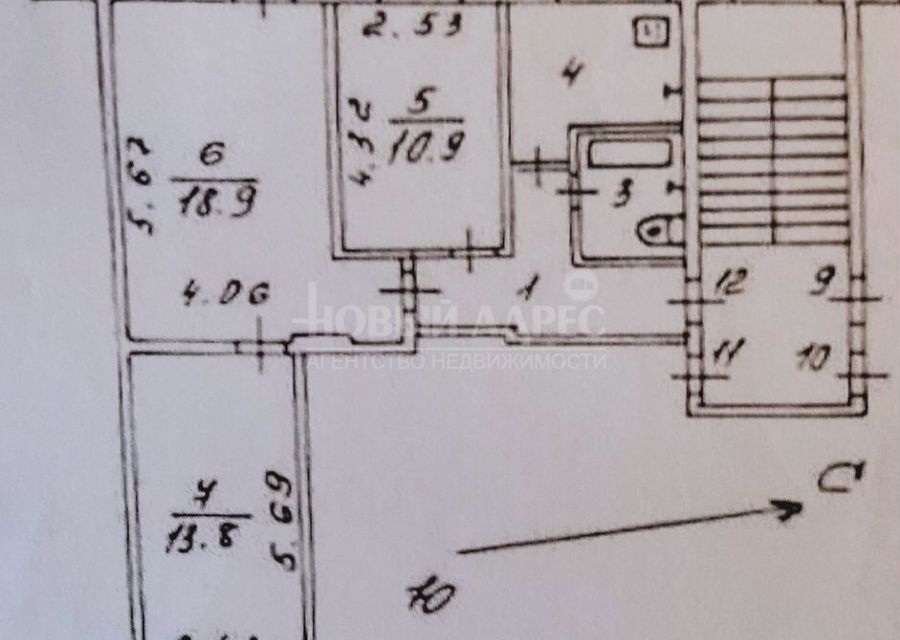 Продаётся 3-комнатная квартира, 60 м²