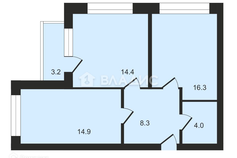 Продаётся 2-комнатная квартира, 59.5 м²