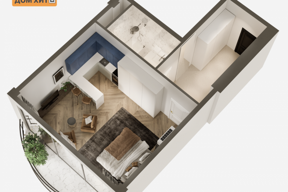 Продаётся 1-комнатная квартира, 48.09 м²