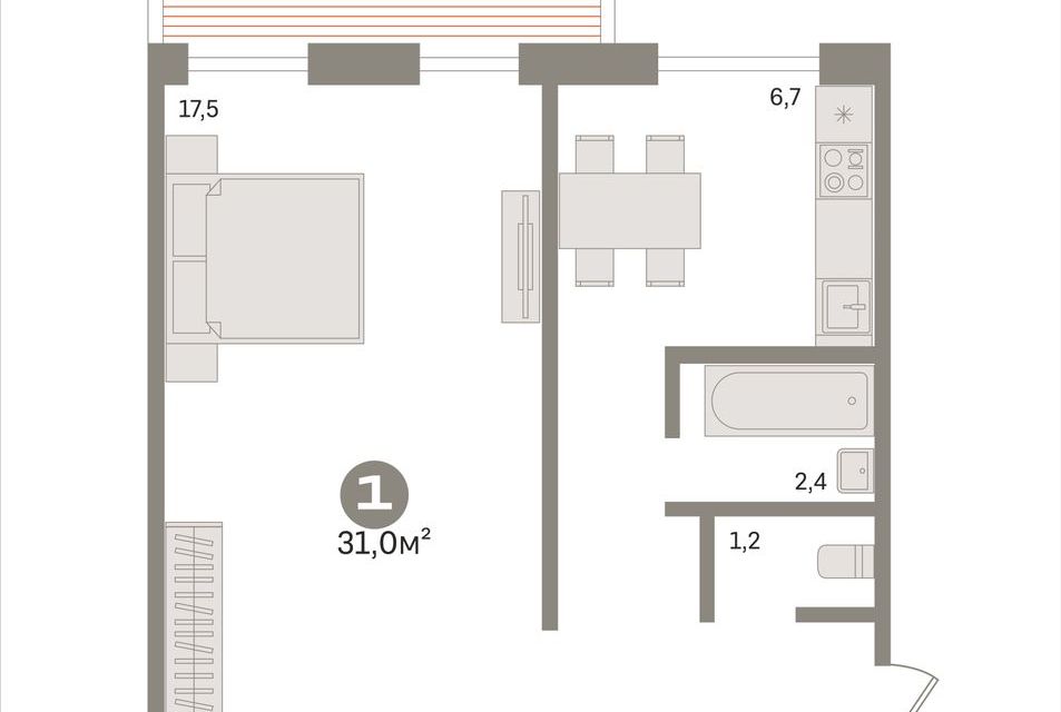 Продаётся 1-комнатная квартира, 31 м²