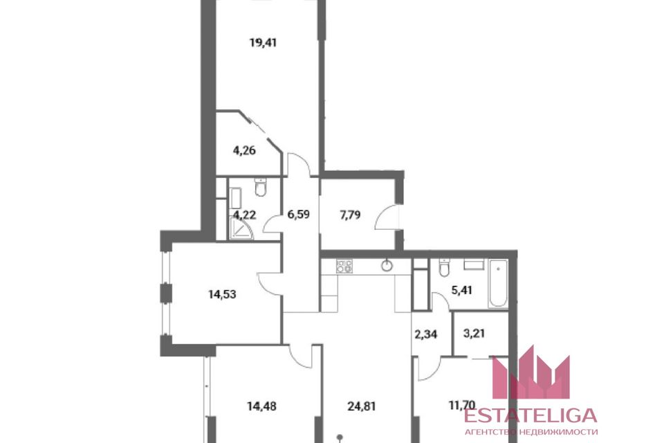 Продаётся 4-комнатная квартира, 117 м²