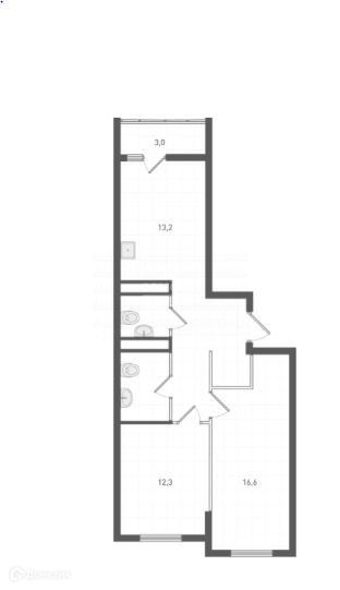 Продаётся 2-комнатная квартира, 59.95 м²