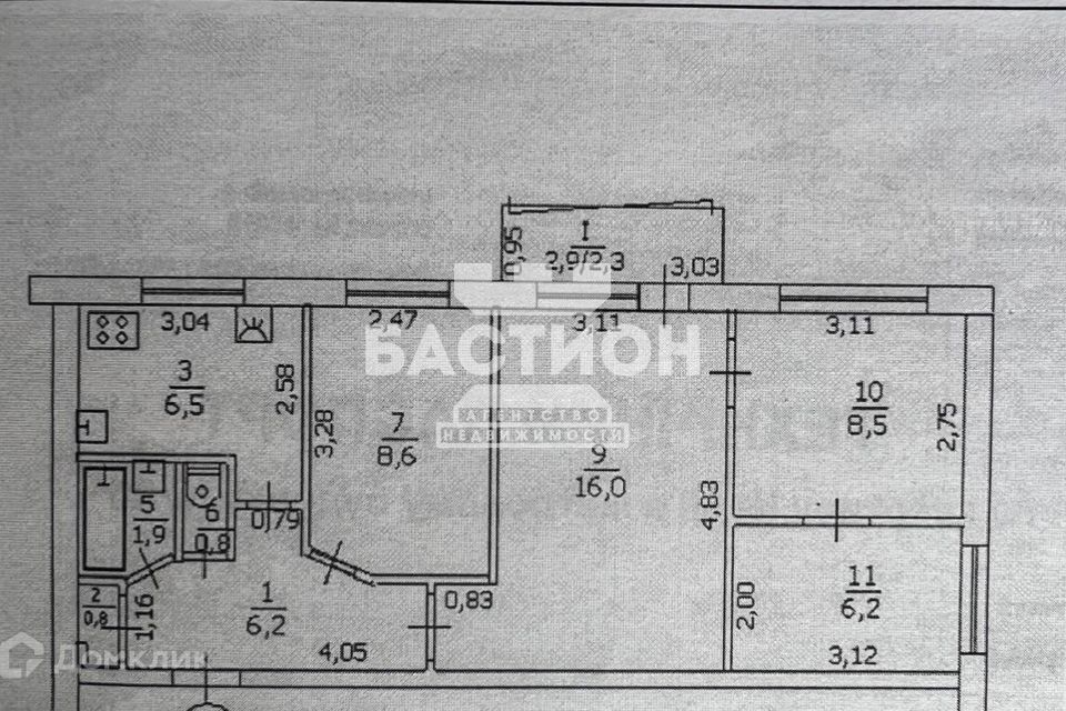 Продаётся 4-комнатная квартира, 58 м²
