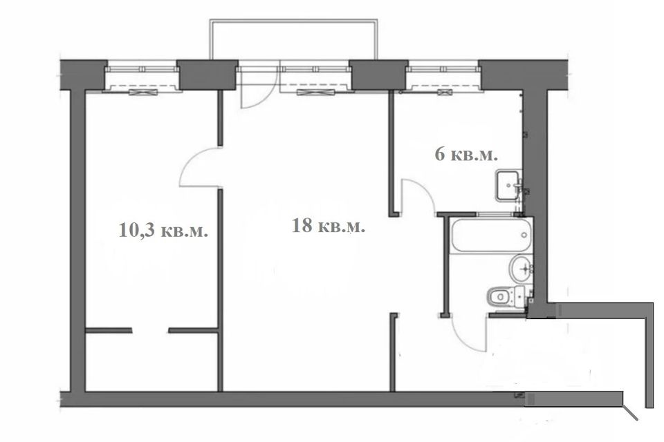 Продаётся 2-комнатная квартира, 44.4 м²