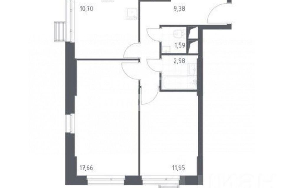 Продаётся 2-комнатная квартира, 54.3 м²