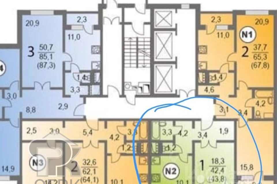 Продаётся 1-комнатная квартира, 39.6 м²