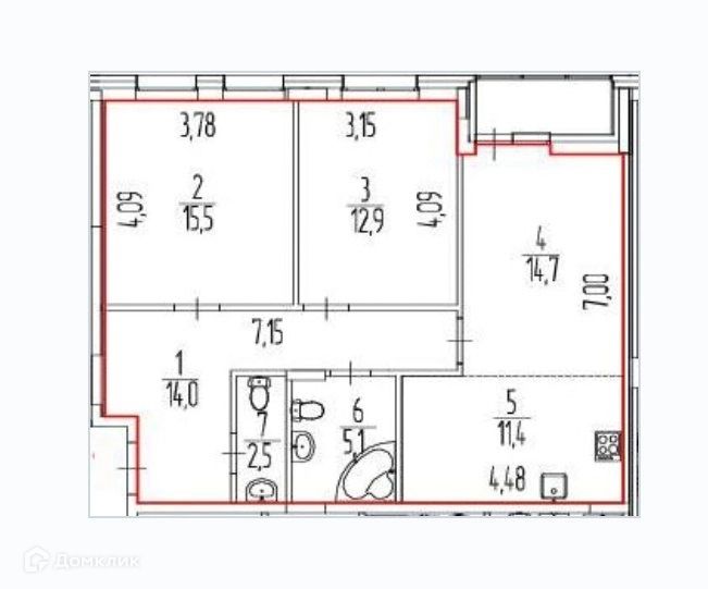 Продаётся 3-комнатная квартира, 77.4 м²