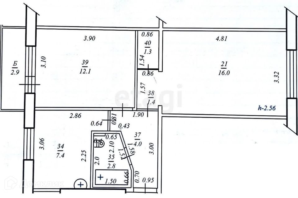 Продаётся 2-комнатная квартира, 45 м²