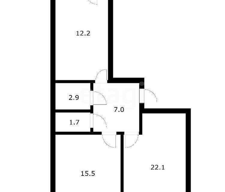 Продаётся 2-комнатная квартира, 61.4 м²