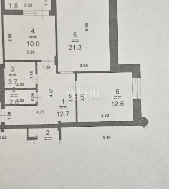 Продаётся 2-комнатная квартира, 62.3 м²