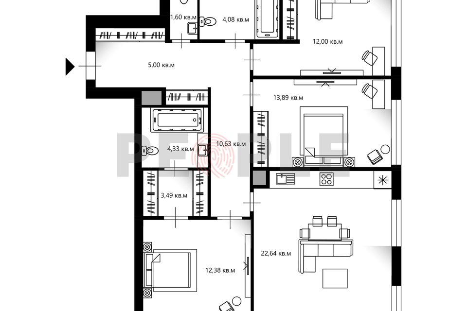 Продаётся 4-комнатная квартира, 88.7 м²