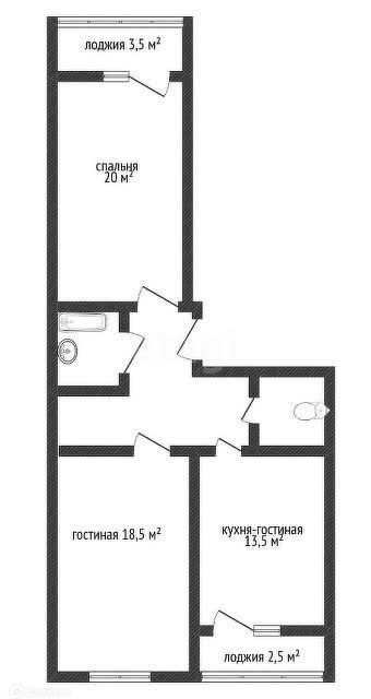 Продаётся 2-комнатная квартира, 68.7 м²