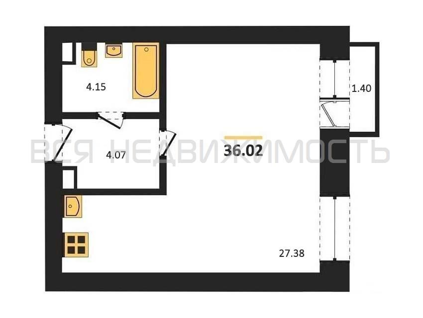 Продаётся студия, 36.4 м²