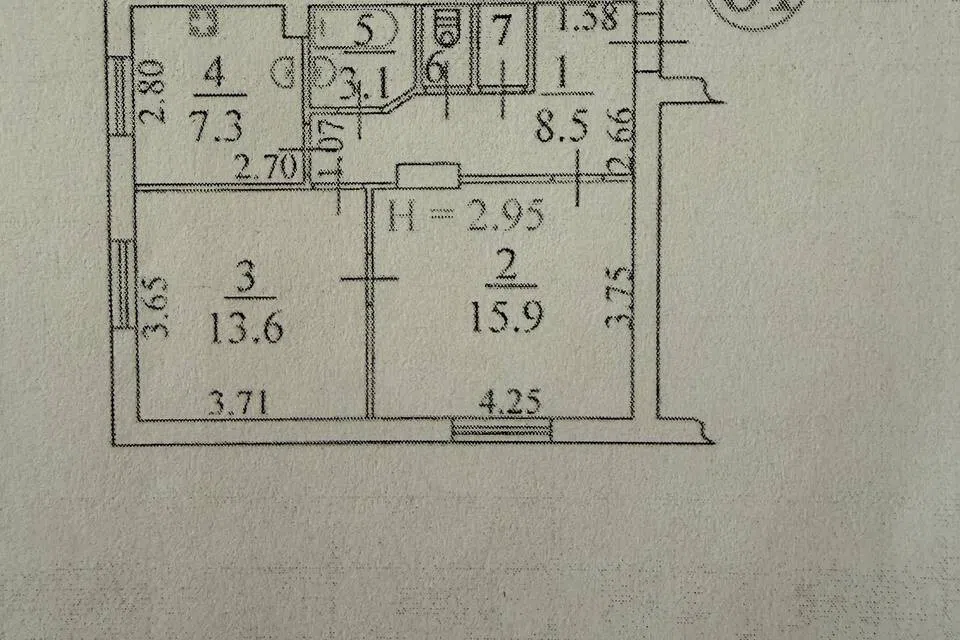Продаётся 2-комнатная квартира, 50.5 м²