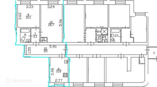 Продаётся комната в 2-комн. квартире, 190 м²