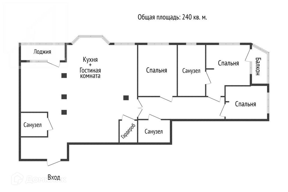 Сдаётся 4-комнатная квартира, 240 м²