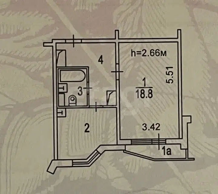 Продаётся 1-комнатная квартира, 38.5 м²