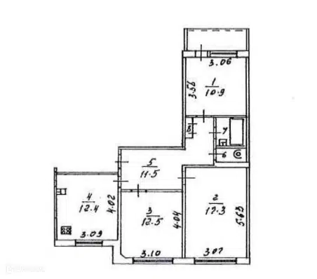 Продаётся 3-комнатная квартира, 68.9 м²