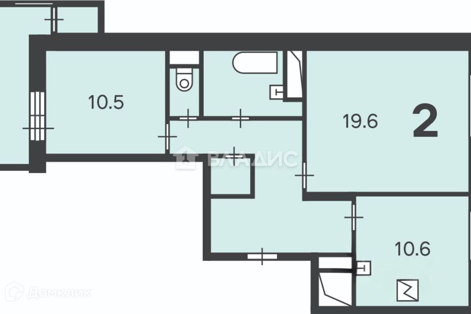Продаётся 2-комнатная квартира, 60 м²
