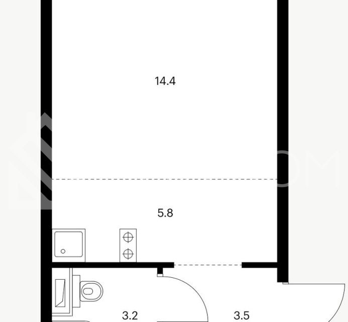 Продаётся 1-комнатная квартира, 26.9 м²