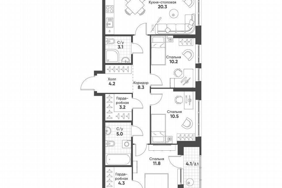 Продаётся 3-комнатная квартира, 83 м²