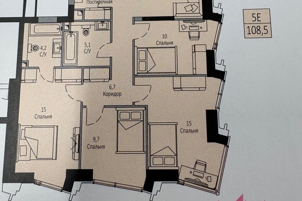 Продаётся 3-комнатная квартира, 108.5 м²