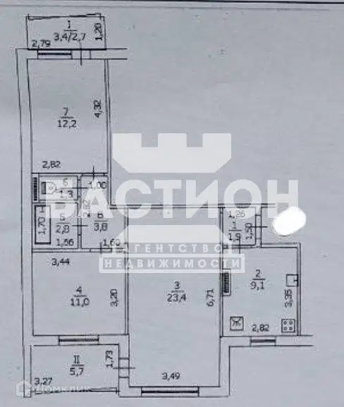 Продаётся 3-комнатная квартира, 73 м²