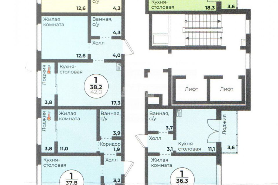 Продаётся 1-комнатная квартира, 41 м²