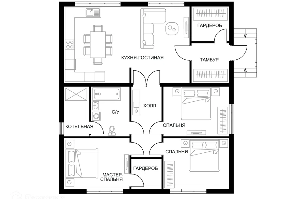 Продаётся 1-этажный дом, 128 м²