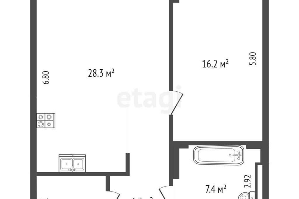 Продаётся 2-комнатная квартира, 62 м²
