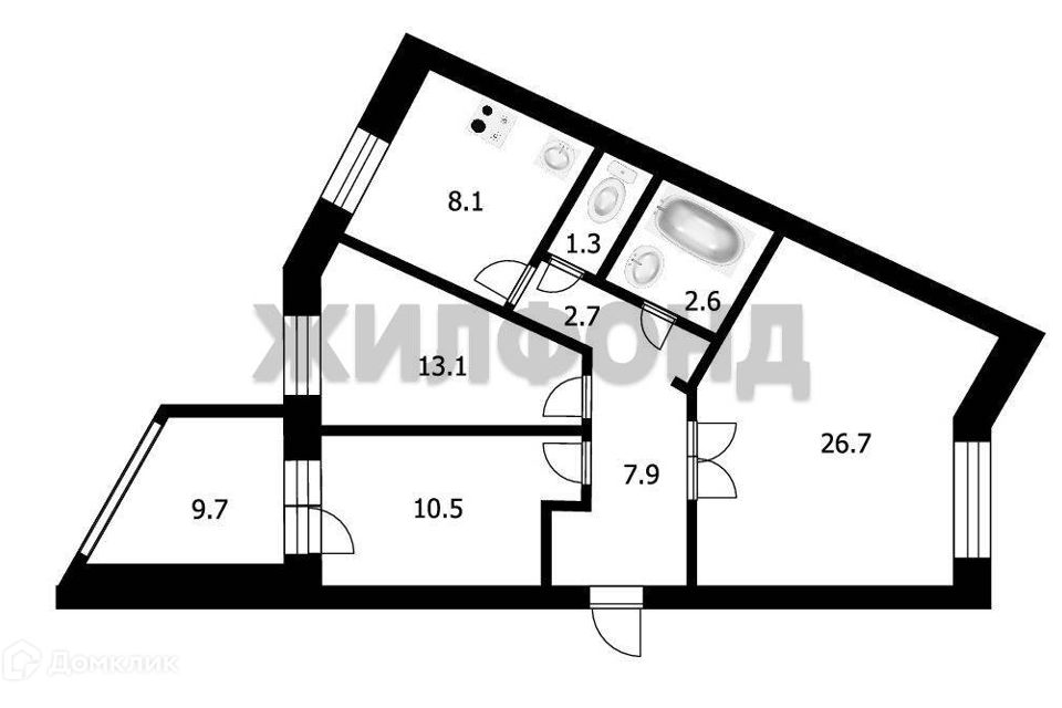 Продаётся 3-комнатная квартира, 76 м²