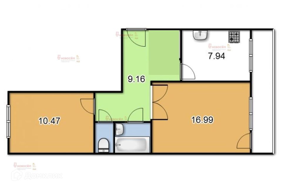Продаётся 2-комнатная квартира, 47 м²