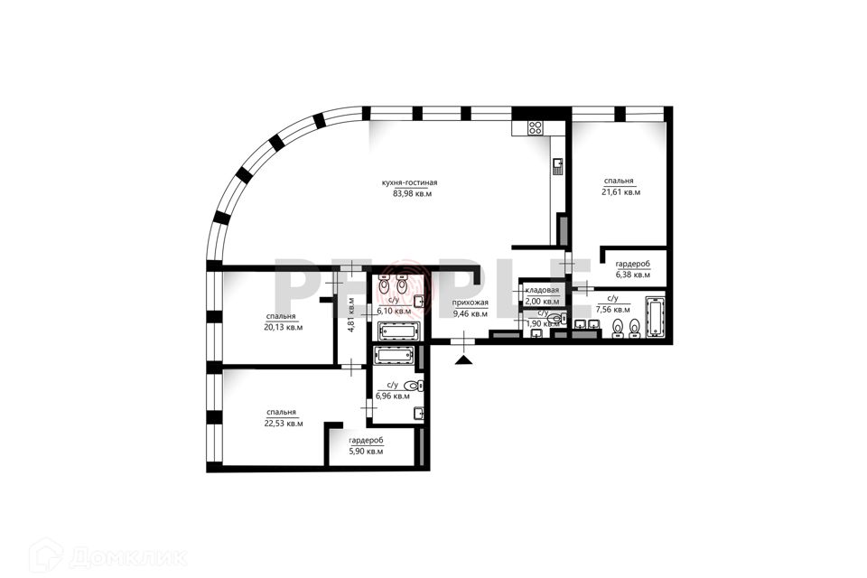 Продаётся 4-комнатная квартира, 203.3 м²