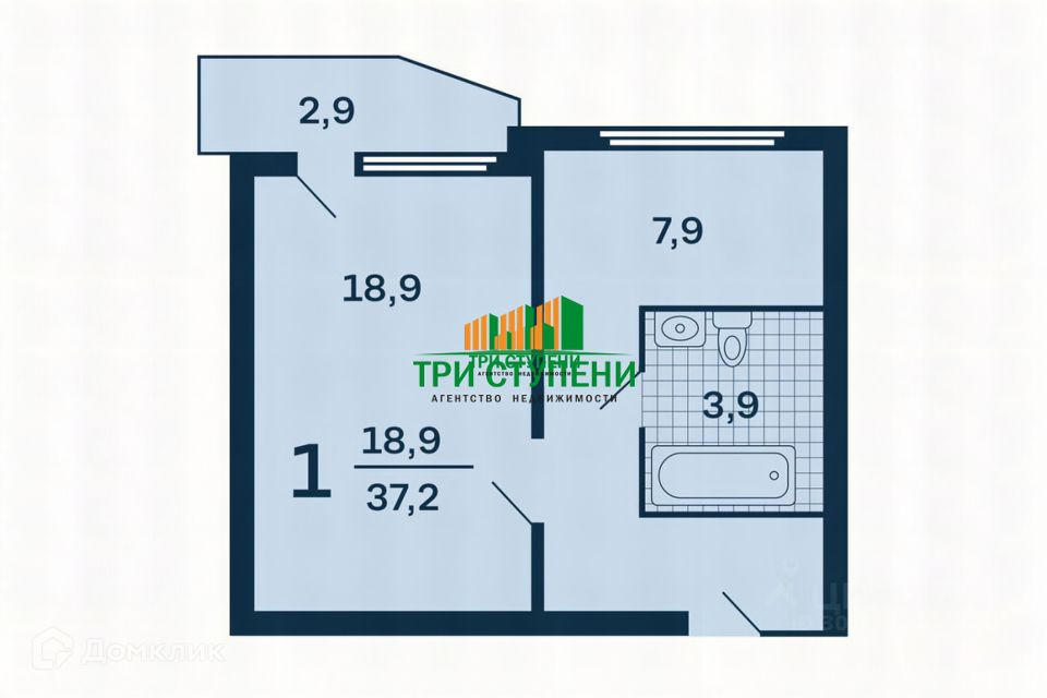 Продаётся 1-комнатная квартира, 38 м²