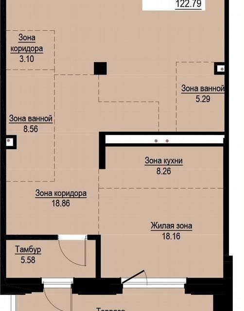 Продаётся 1-комнатная квартира, 122.5 м²