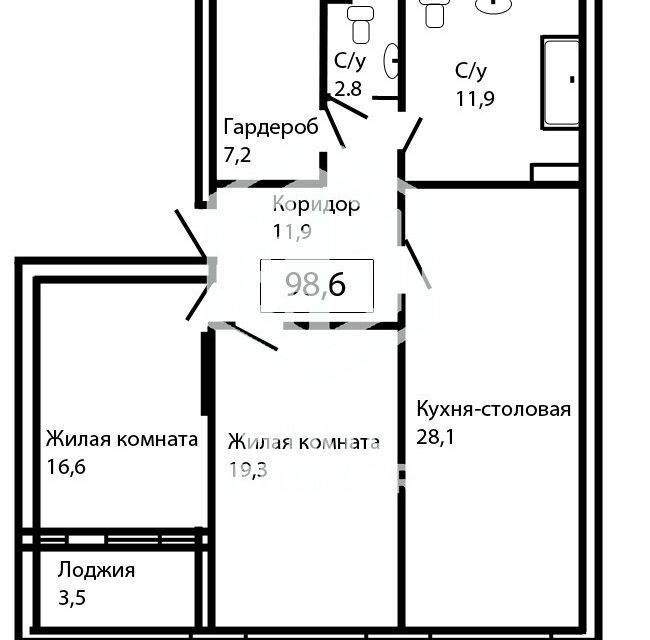 Продаётся 3-комнатная квартира, 98.6 м²