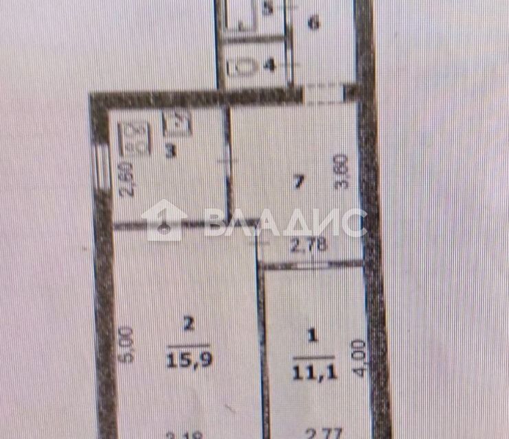 Продаётся 2-комнатная квартира, 53.1 м²