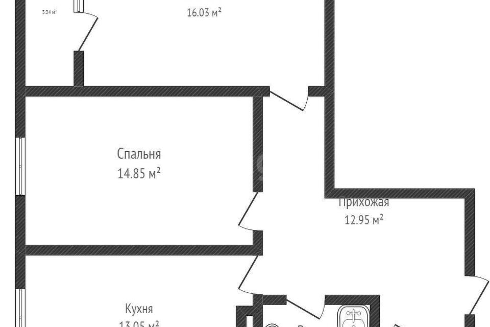 Продаётся 2-комнатная квартира, 60.3 м²