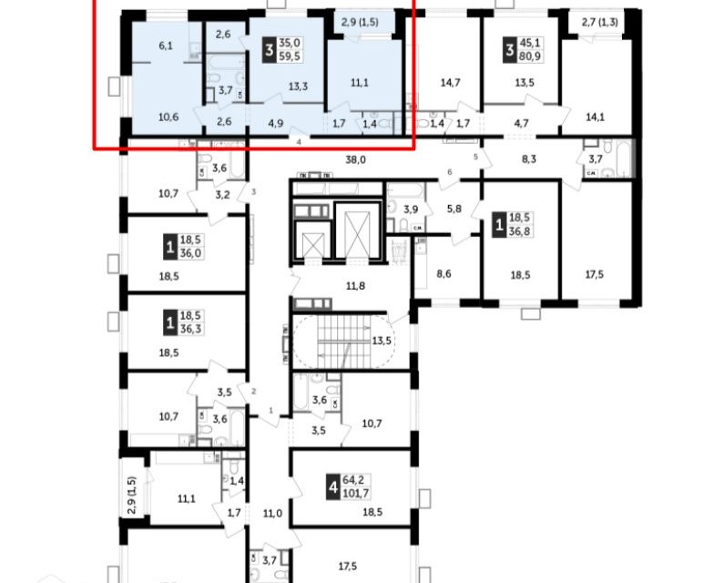 Продаётся 3-комнатная квартира, 58.1 м²