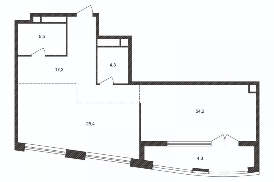 Продаётся 1-комнатная квартира, 84 м²