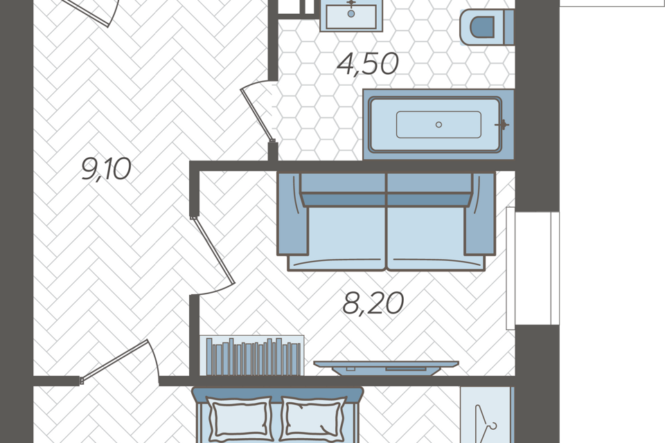Продаётся 2-комнатная квартира, 52.5 м²