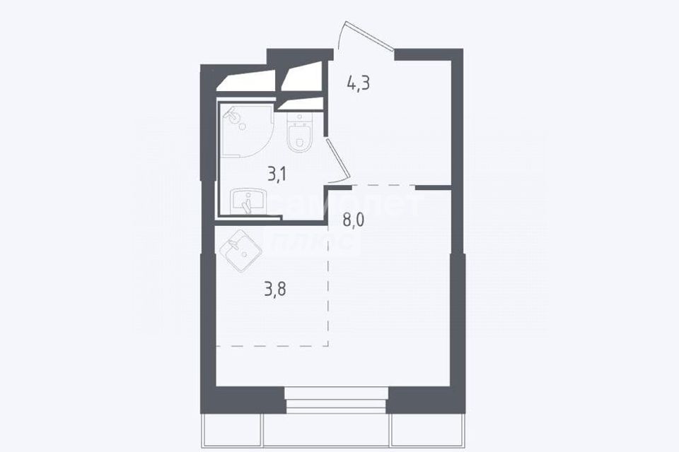 Продаётся студия, 19.2 м²