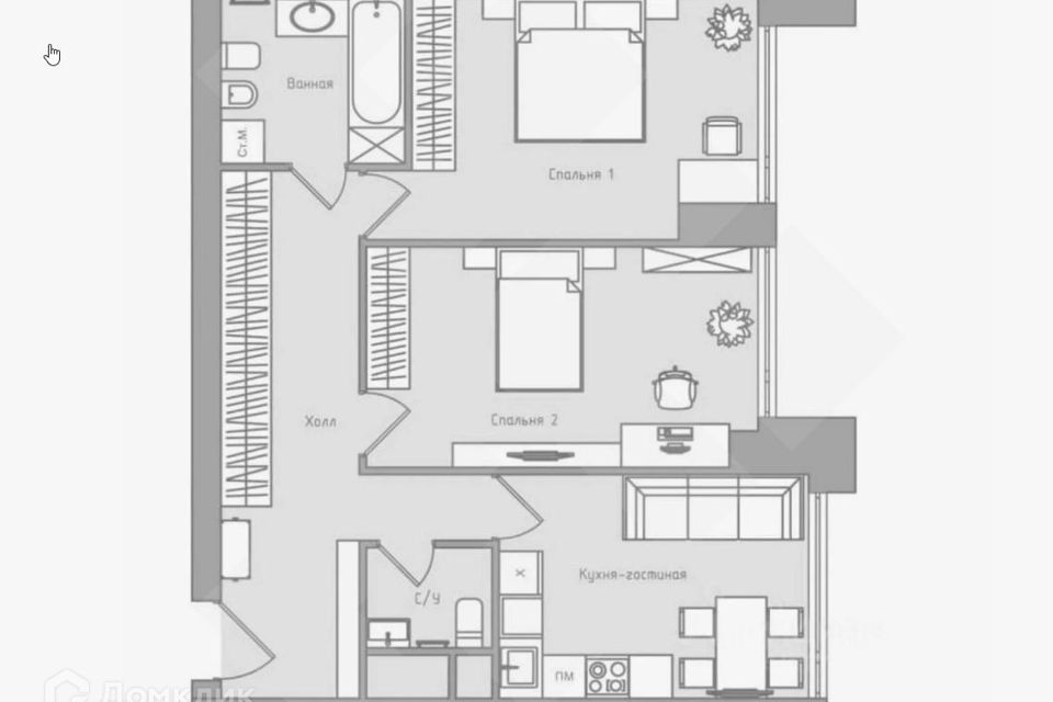 Продаётся 2-комнатная квартира, 61.8 м²