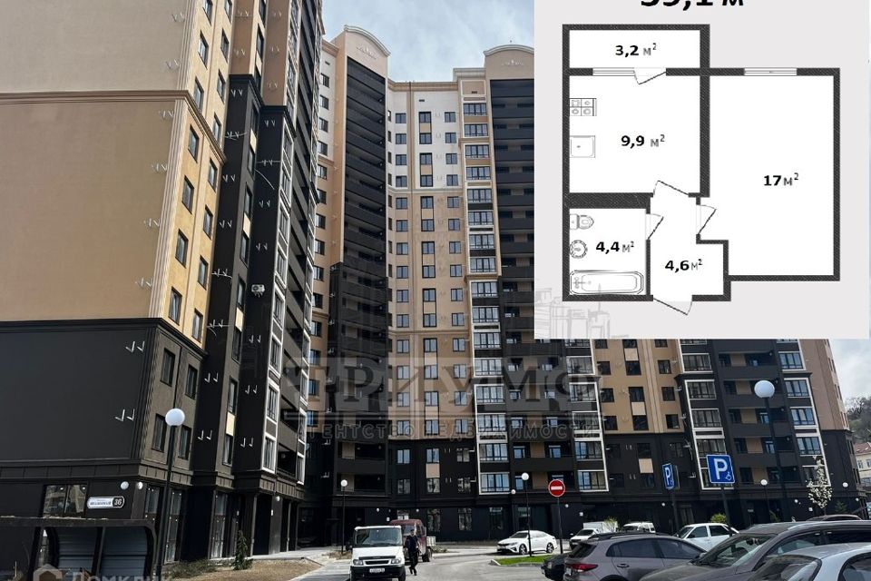 Продаётся 1-комнатная квартира, 39.1 м²