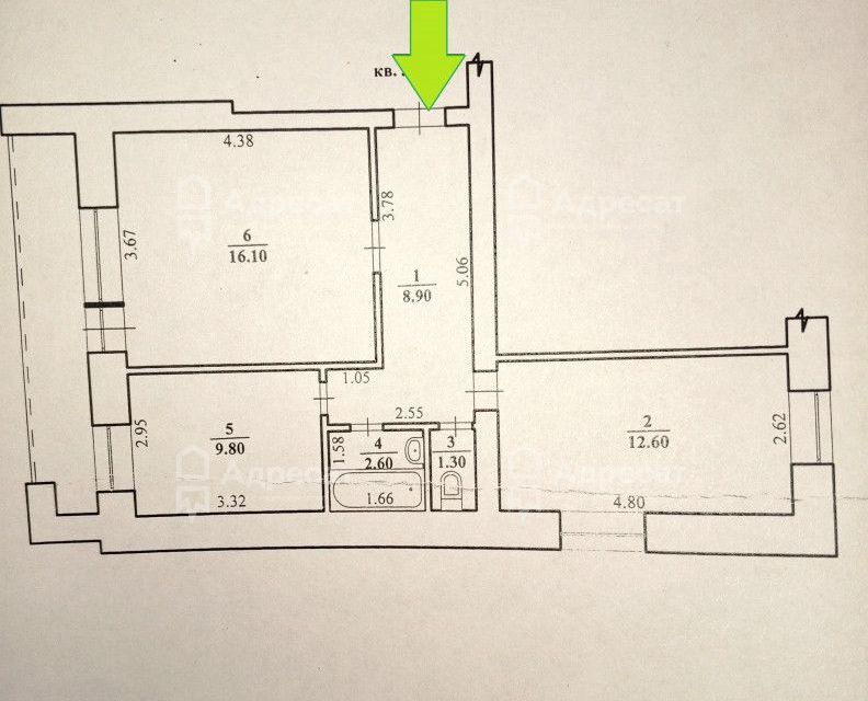 Продаётся 2-комнатная квартира, 51.3 м²
