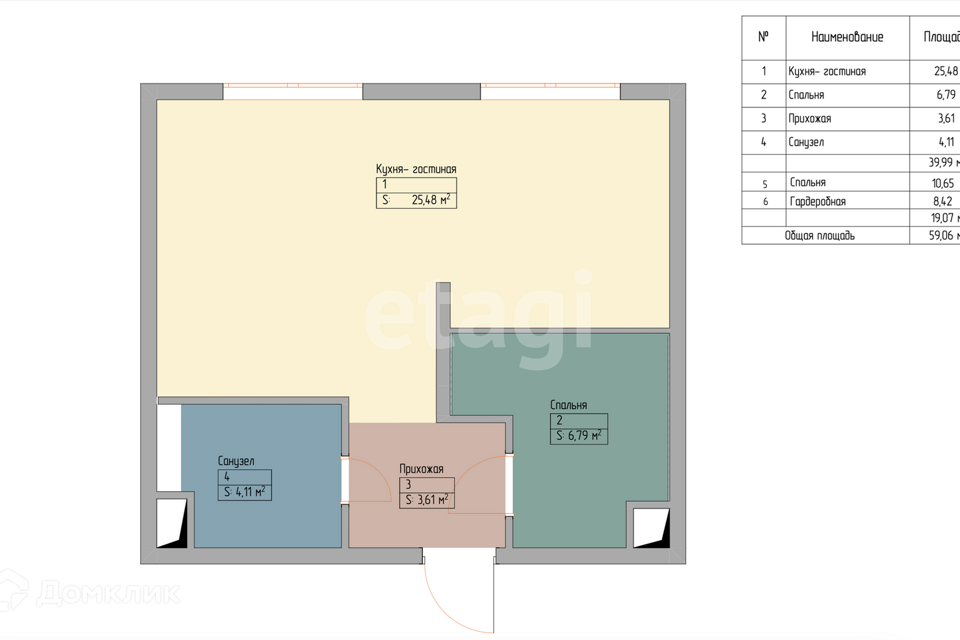 Продаётся 1-комнатная квартира, 40.6 м²